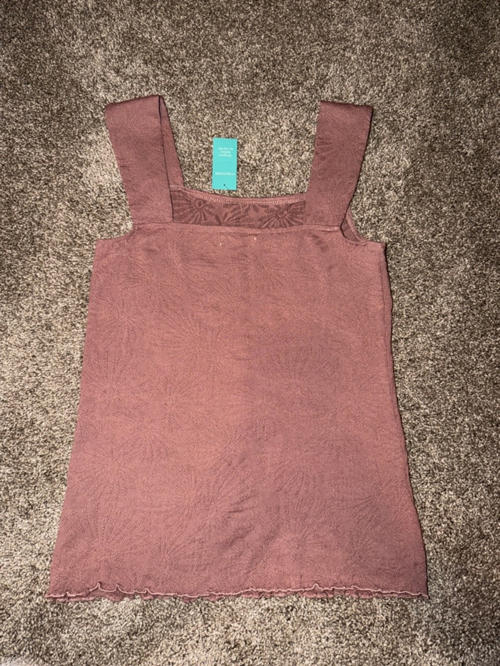 Maurices Mauve Dusty Rose Floral Textured Square-Neck Tank - Picture 3 of 4